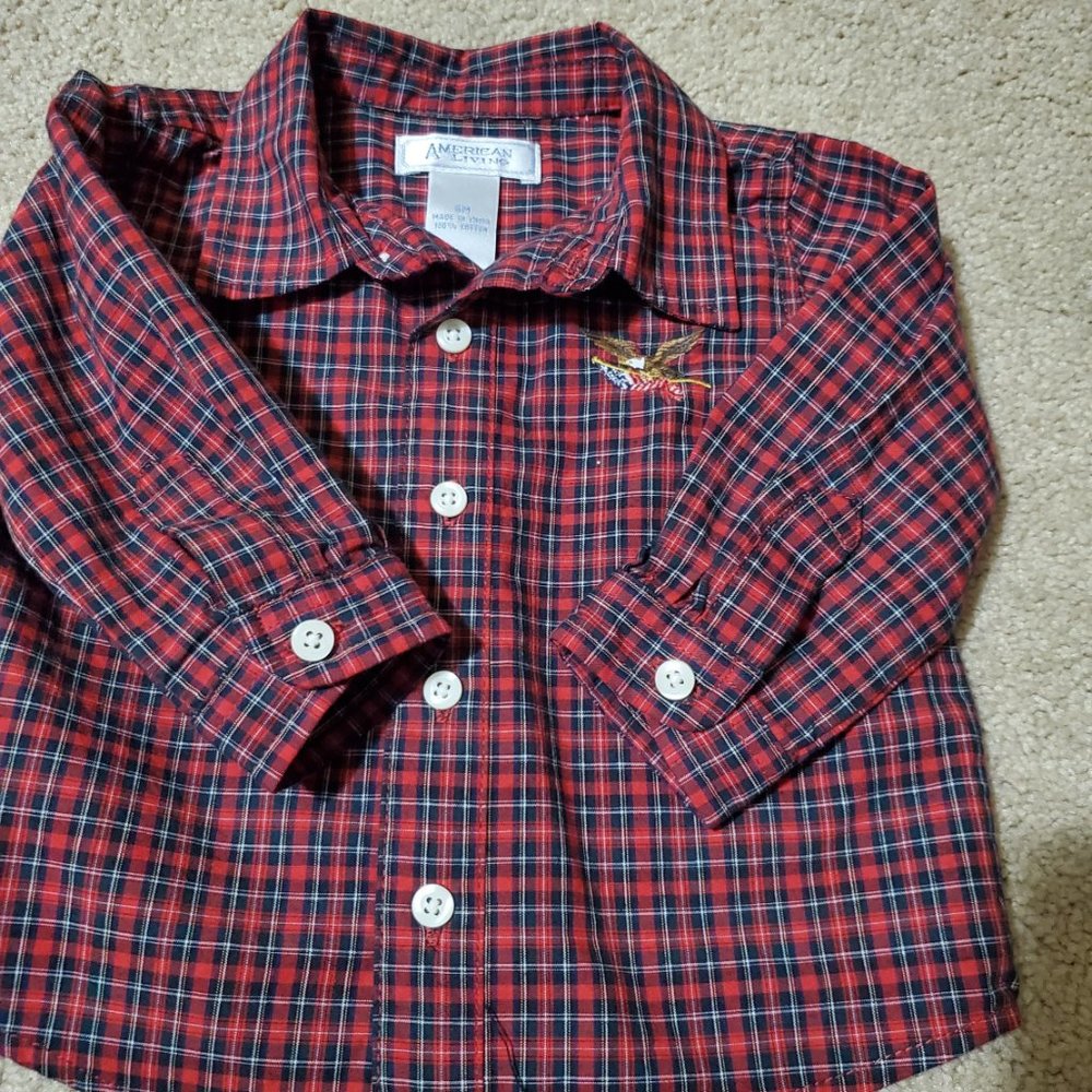 Little Boys 'Oxford Style' Shirt 6 Month & Khaki Cargo Pants, 3-6 Month
